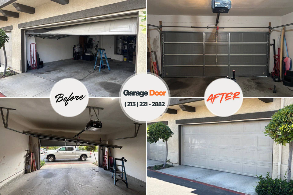 Before and after: garage door repair New Paris, IN